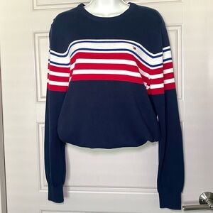 Tommy Hilfiger Navy, Red & White Striped Crewneck Sweater